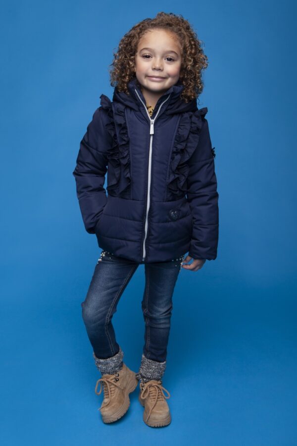 Le Chic Meisjes winterjas ruffel - Marine blauw