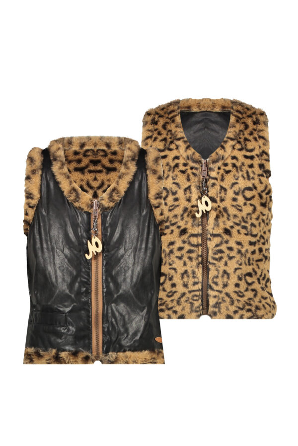 NoNo Meisjes gilet reversibel - Dima - Luipaard