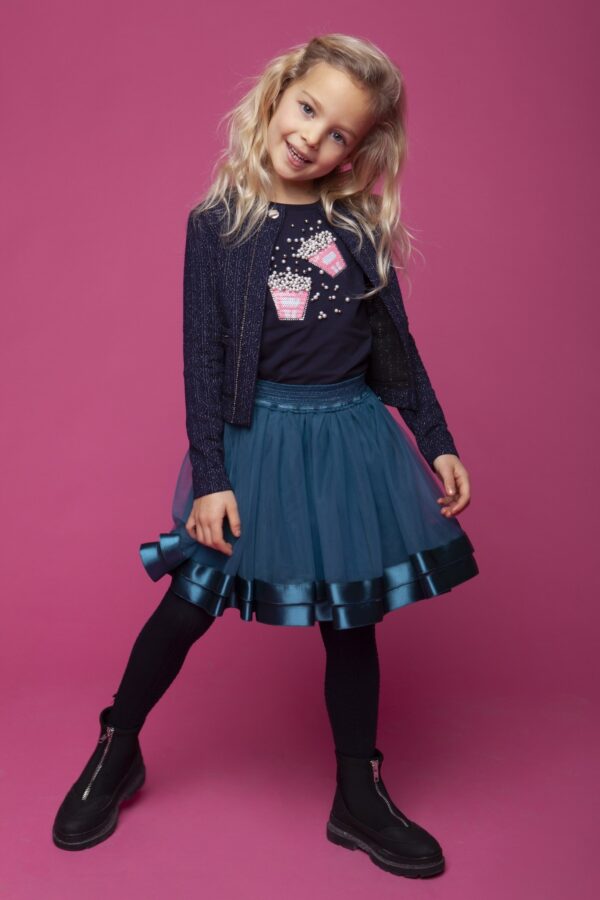 Le Chic Meisjes kabelvest gebreid - Marine blauw