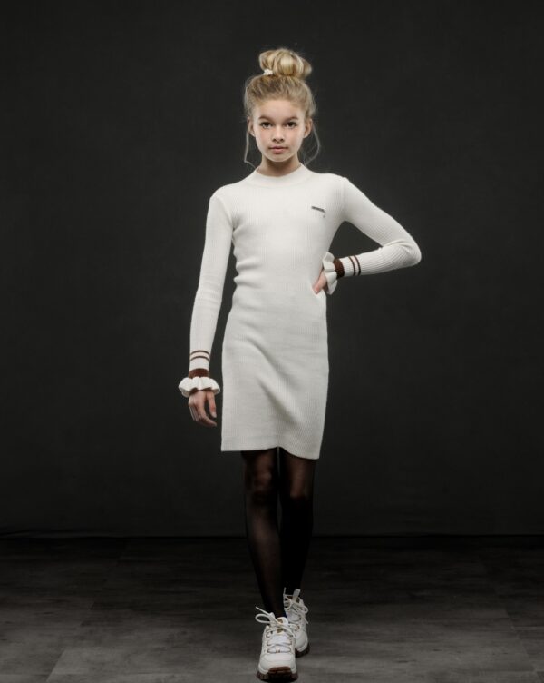 ELLE Chic Meisjes jurk gebreid stretch - Gebroken wit