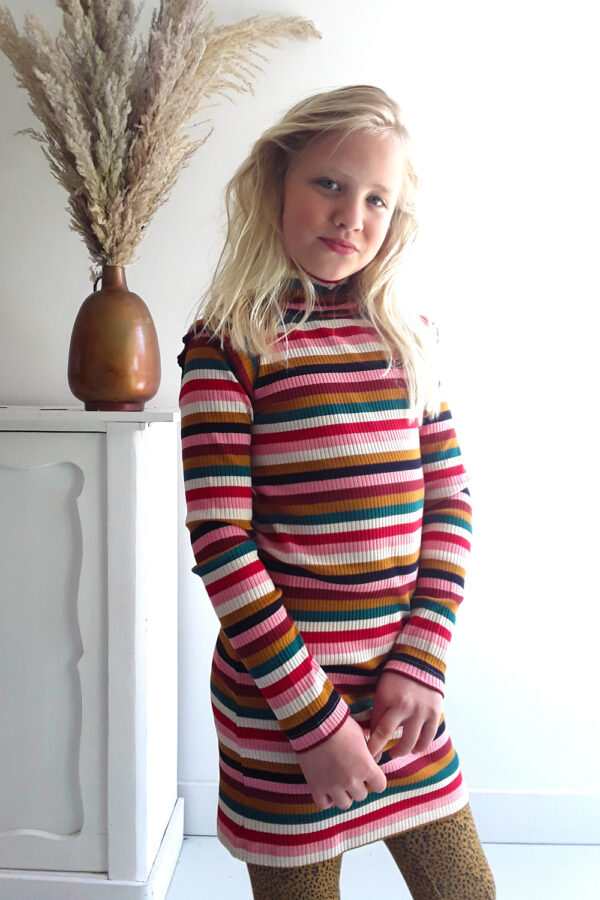 TOPitm Meisjes jurk - Aneli - RIB multi