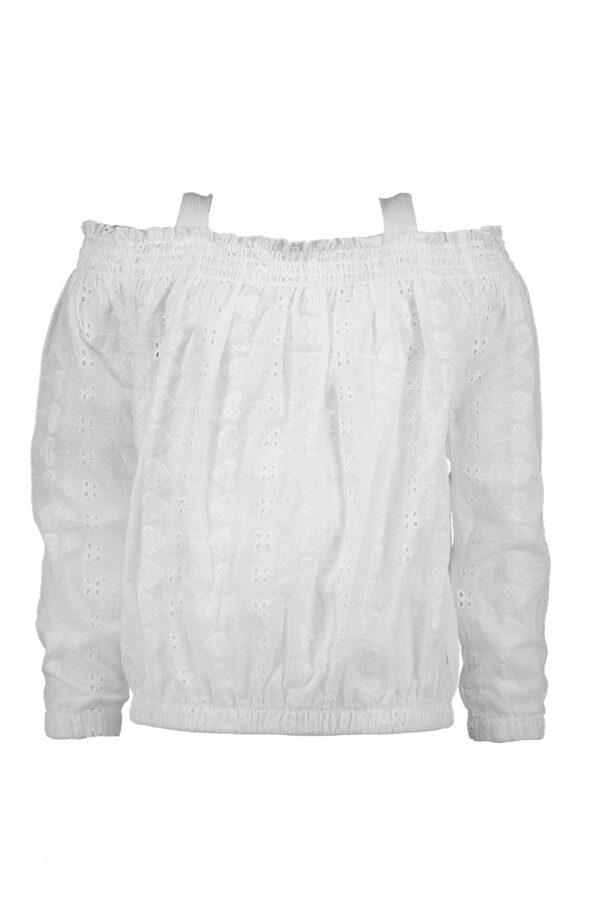 Moodstreet Meisjes blouse broderie - Warm wit