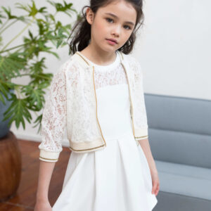 Like Flo Meisjes baseball vest kant - Ecru