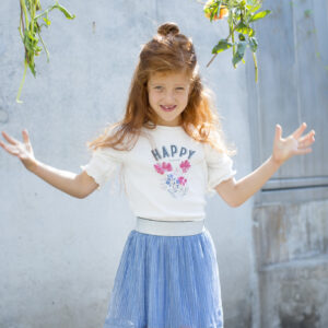 Moodstreet Meisjes t-shirt borduurwerk - Warm wit
