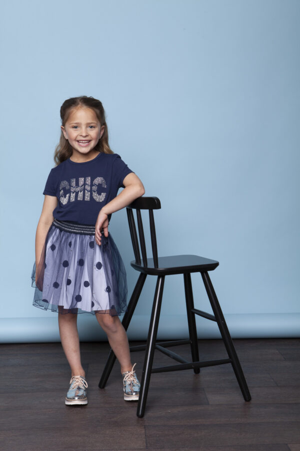 Le Chic Meisjes t-shirt 'CHIC' - Marine blauw