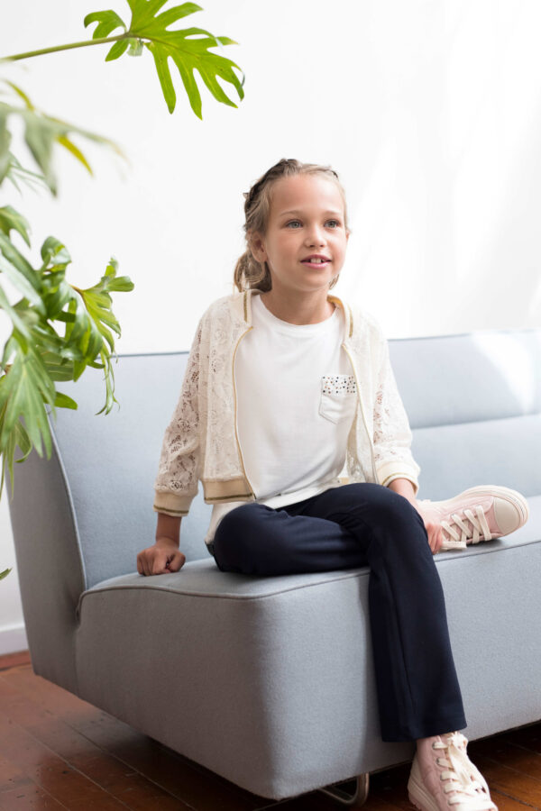 Like Flo Meisjes top fancy studs - Gebroken wit
