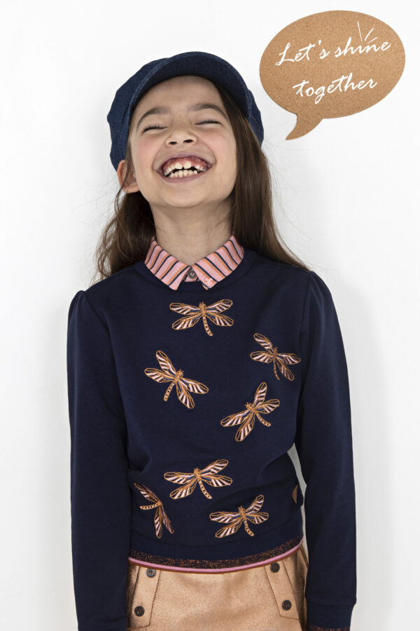 NoNo Meisjes sweater - Kylia - Marine blauw