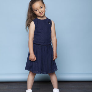 Le Chic Meisjes jurk stippen - Marine blauw