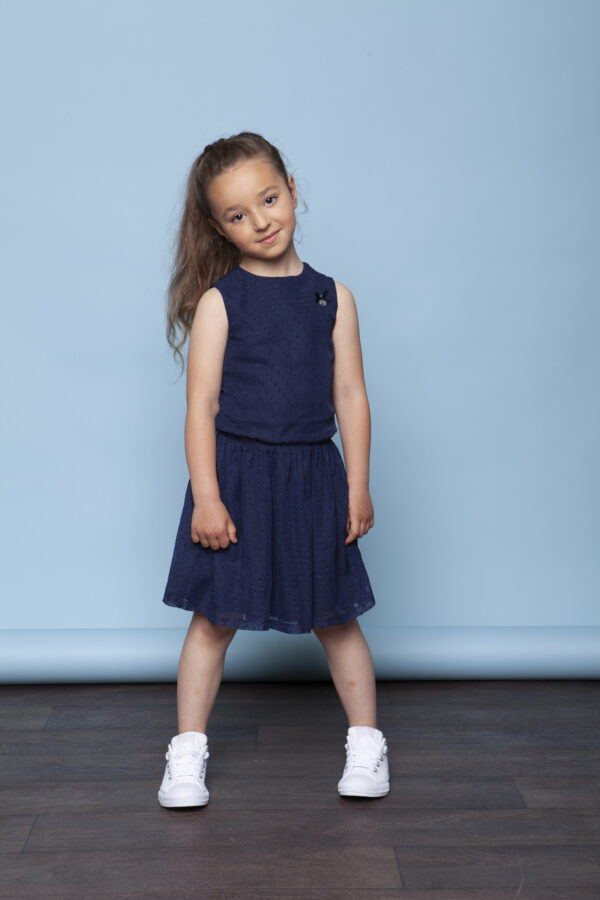Le Chic Meisjes jurk stippen - Marine blauw