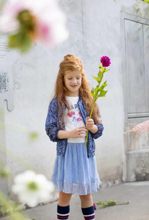 Moodstreet Meisjes rok glitter plisse - Zacht blauw