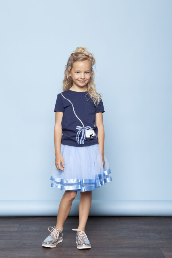 Le Chic Meisjes t-shirt tas & strik - Marine blauw