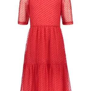 Like Flo Meisjes maxi-jurk mesh - Cayenne