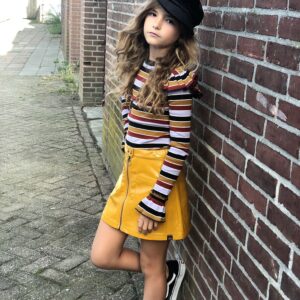 TOPitm Meisjes rok - Astrid - Geel nep leer