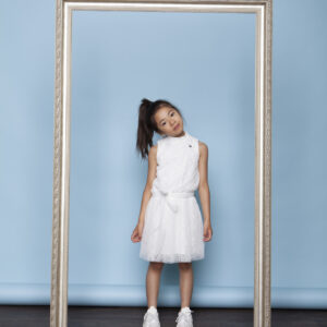 Le Chic Meisjes jurk met tule & parels - Gebroken wit