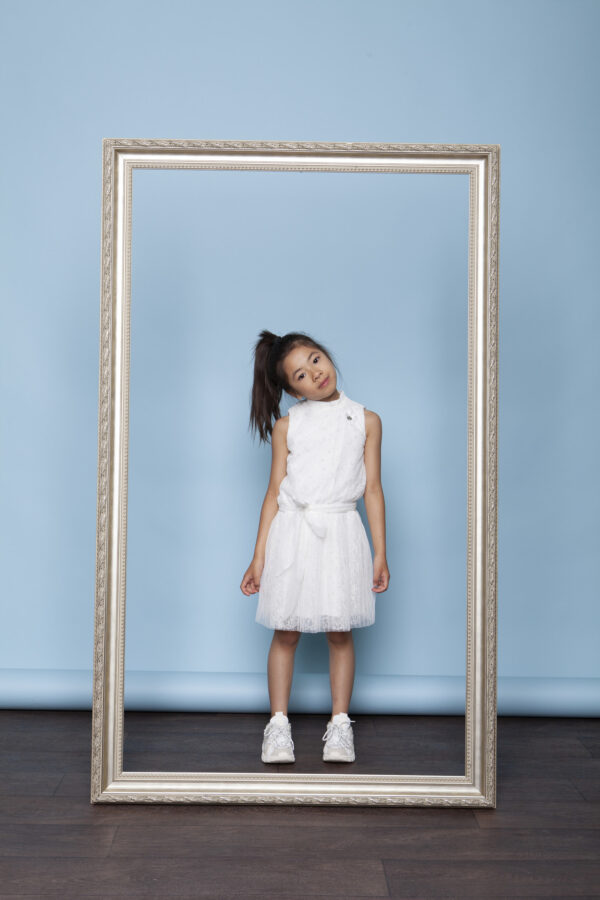 Le Chic Meisjes jurk met tule & parels - Gebroken wit