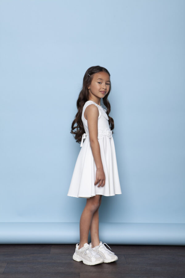 Le Chic Meisjes jurk bloemen op taille - Gebroken wit