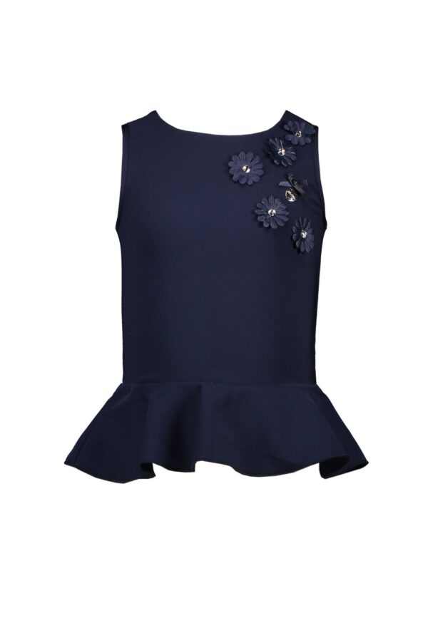 Le Chic Meisjes top bloemen - Marine blauw
