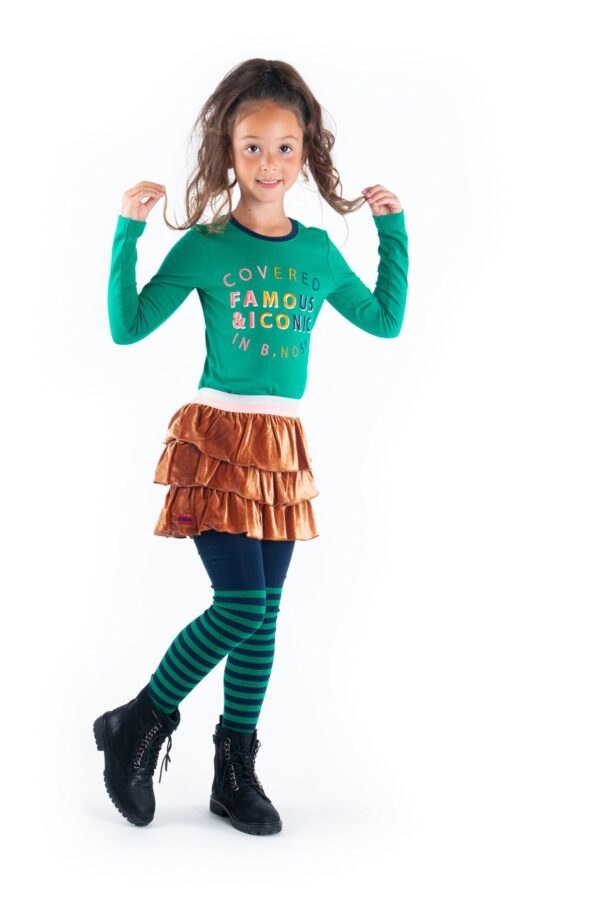 B.Nosy Meisjes shirt geborduurde tekst - Jade groen