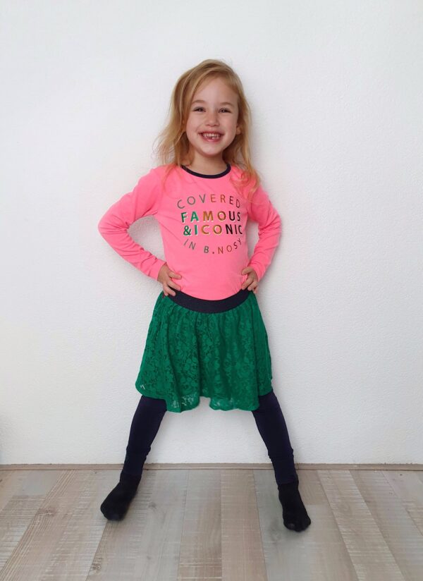 B.Nosy Meisjes shirt geborduurde tekst - Festival roze