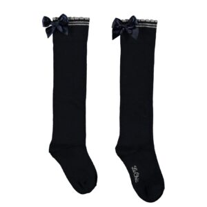 Le Chic Meisjes kniekousen met strik - Marine blauw
