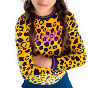 B.Nosy Meisjes shirt fluweel 'POWER' - AOP panter