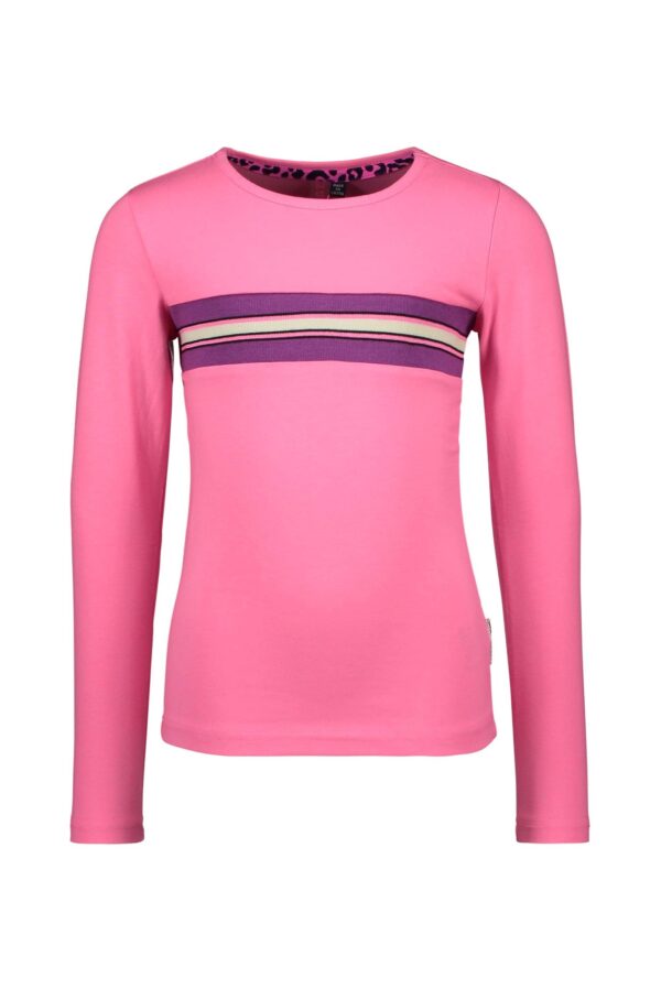 B.Nosy Meisjes shirt met rib streep - Knock out roze