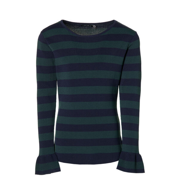 LEVV Meisjes shirt - Katja - Diep blauw groen gestreept