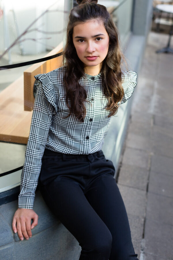 LEVV Meisjes blouse - Katrin - Zwart wit geruit