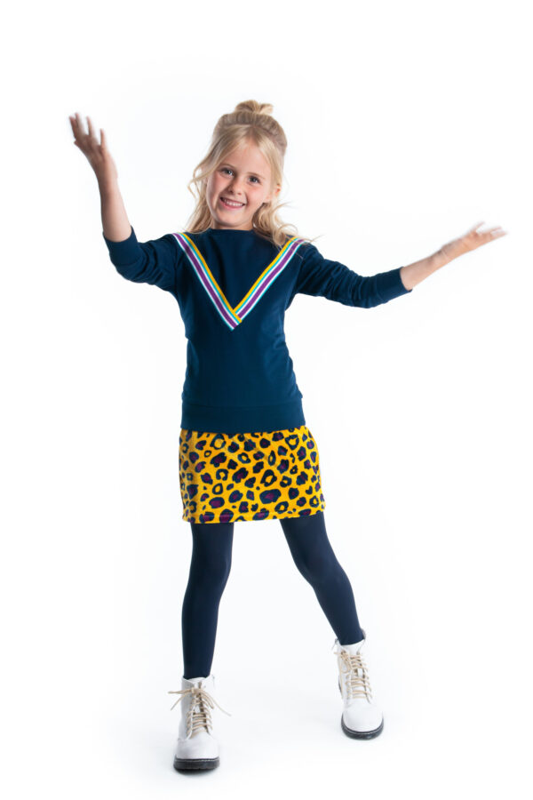 B.Nosy Meisjes sweater V-streep rib - Space blauw