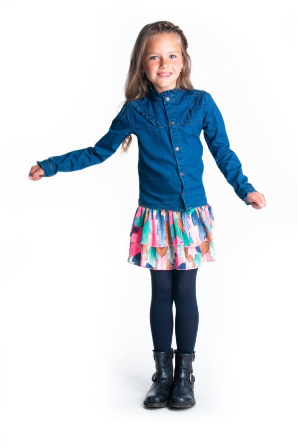 B.Nosy Meisjes spijkerblouse - Midden blauw