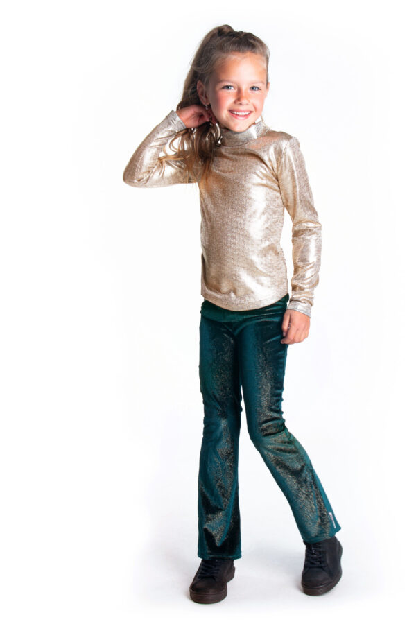 B.Nosy Meisjes flair broek fluweel glitter - Botanical groen
