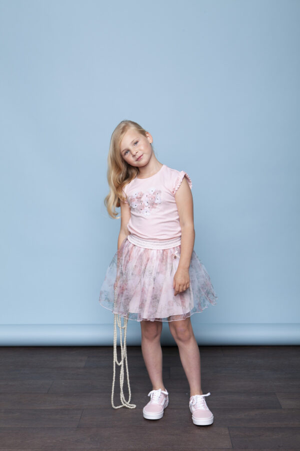 Le Chic Meisjes t-shirt bloemenhart - Roze
