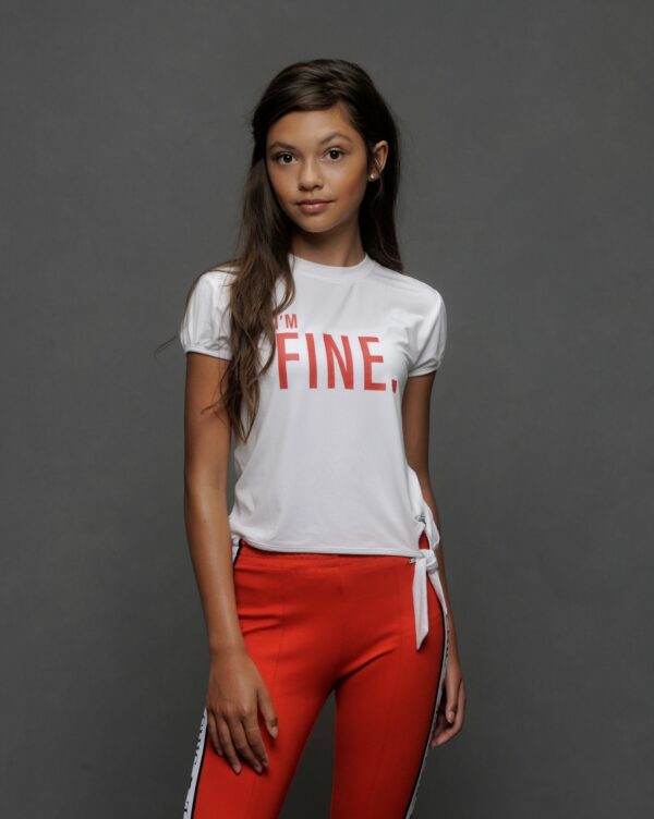 ELLE Chic Meisjes t-shirt met knoop 'FINE' - Wit