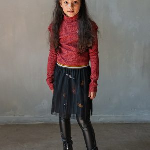 TOPitm Meisjes mesh rok - Bobby - Bijna zwart patches