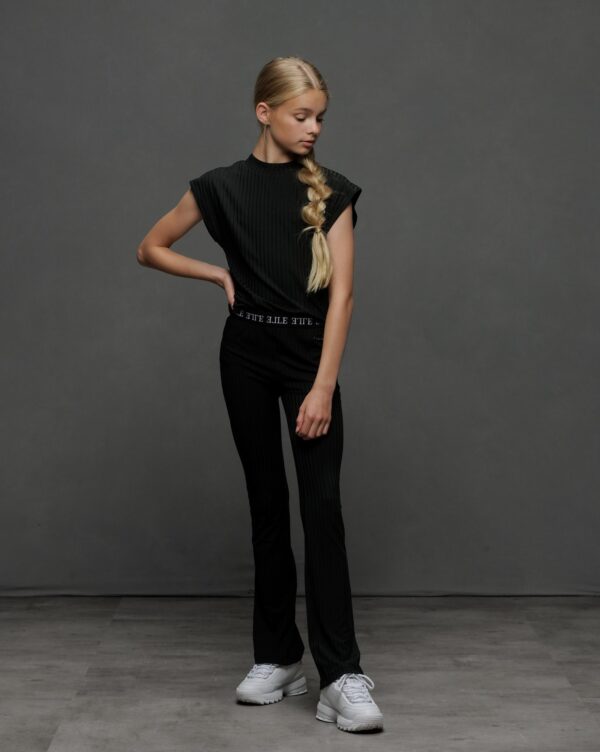 ELLE Chic Meisjes flair broek mono streep - Zwart