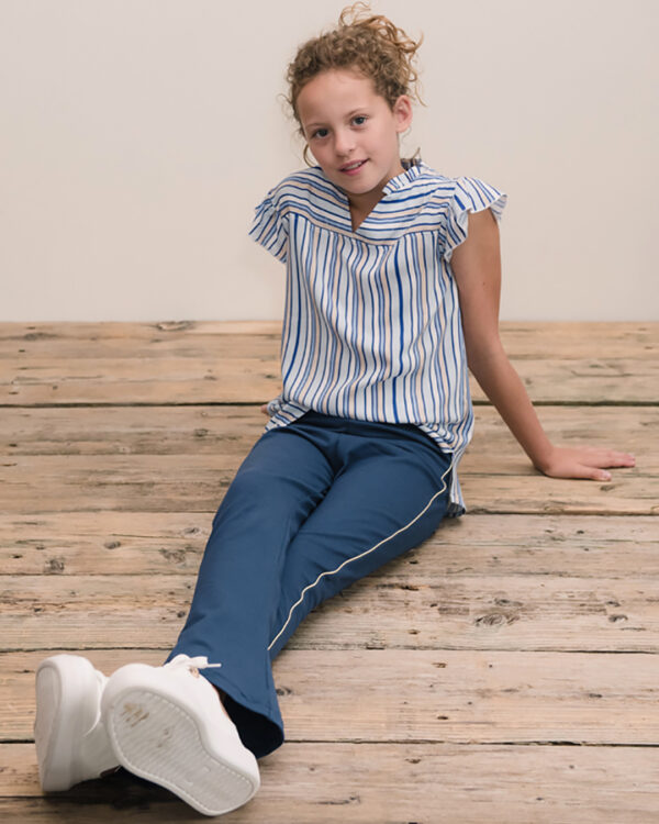 KIEstone Meisjes top - Blauw gestreept