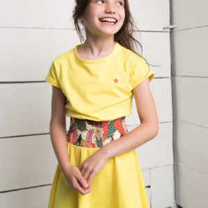Like Flo Meisjes jurk smock met hoge taille - Lemon