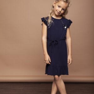 Le Chic Meisjes jurk vicose en studs - Marine blauw