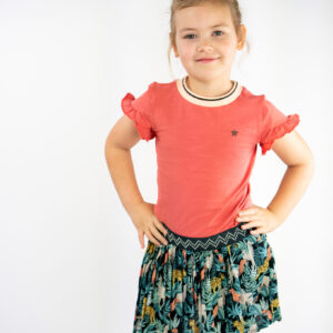 Like Flo Meisjes jurk ruffel met AOP plisse rok - Blush