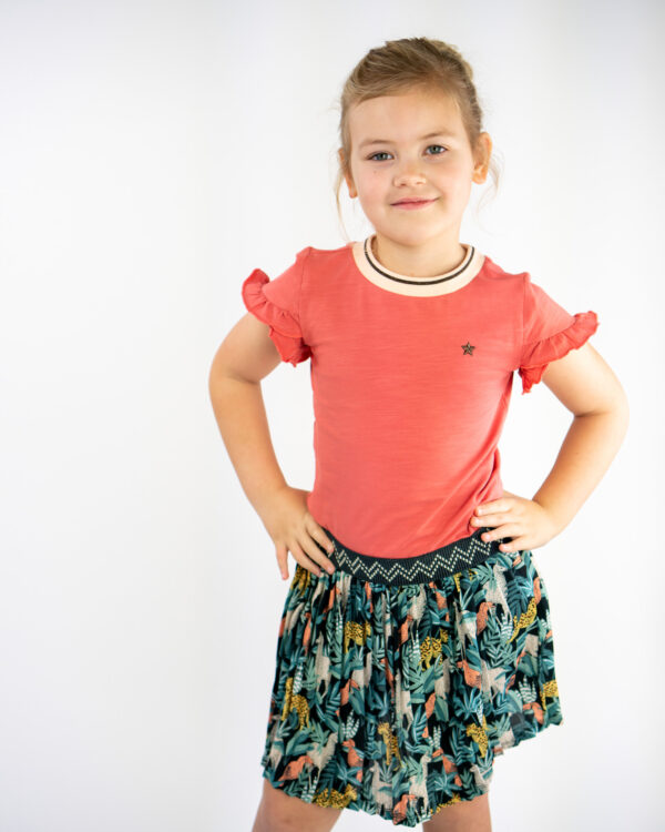Like Flo Meisjes jurk ruffel met AOP plisse rok - Blush