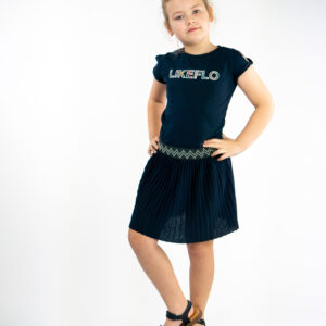 Like Flo Meisjes jurk met laagjes rok mesh - Marine blauw
