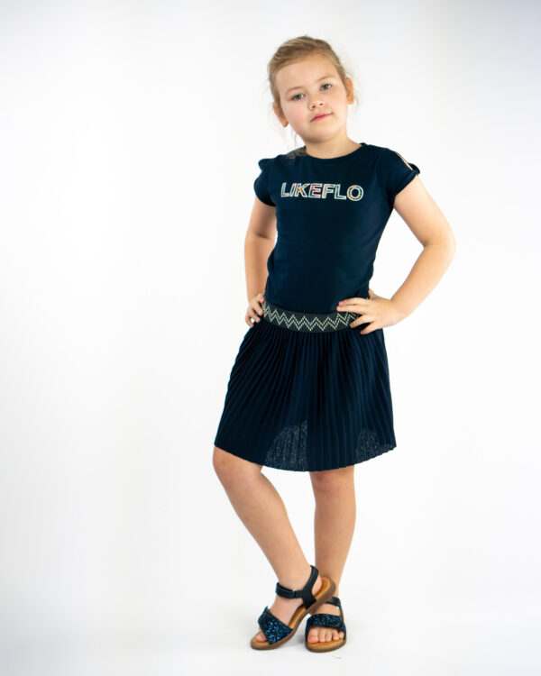 Like Flo Meisjes jurk met laagjes rok mesh - Marine blauw
