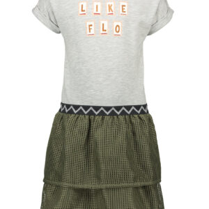 Like Flo Meisjes jurk met fancy rok mesh - Army