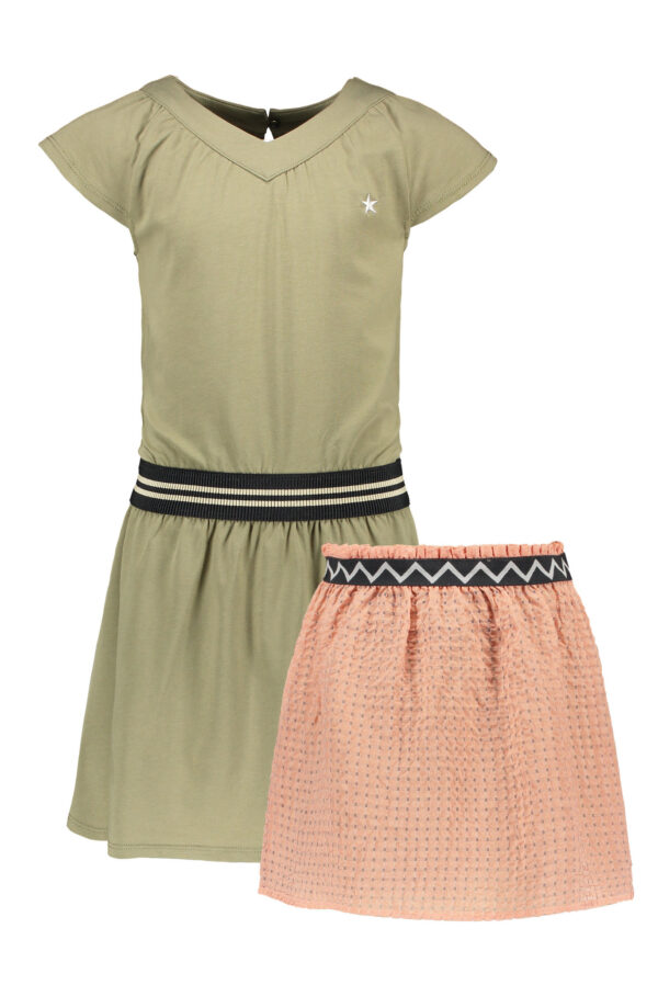 Like Flo Meisjes jurk met afneembare fancy rok - Army