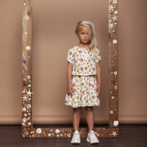 Le Chic Meisjes jurk zeeschelpen - Gebroken wit