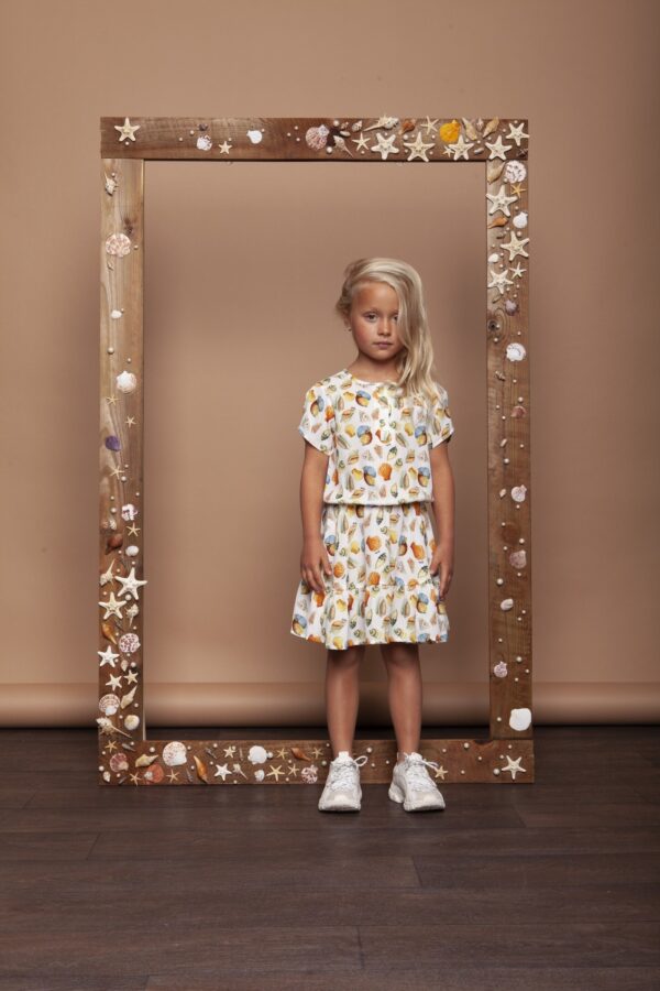 Le Chic Meisjes jurk zeeschelpen - Gebroken wit
