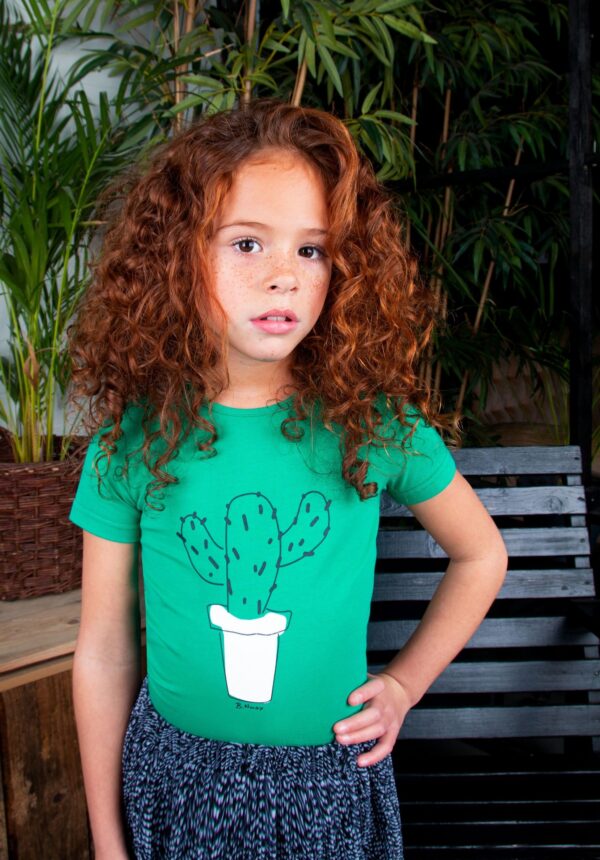B.Nosy Meisjes t-shirt cactus artwork - Golf groen