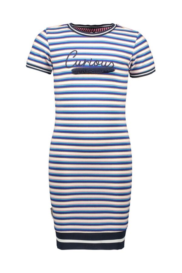B.Nosy Meisjes jurk 'Curious' - Blauw gestreept