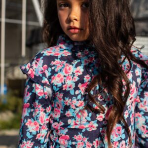 Quapi Meisjes blouse - Fian - Donker blauw bloemen
