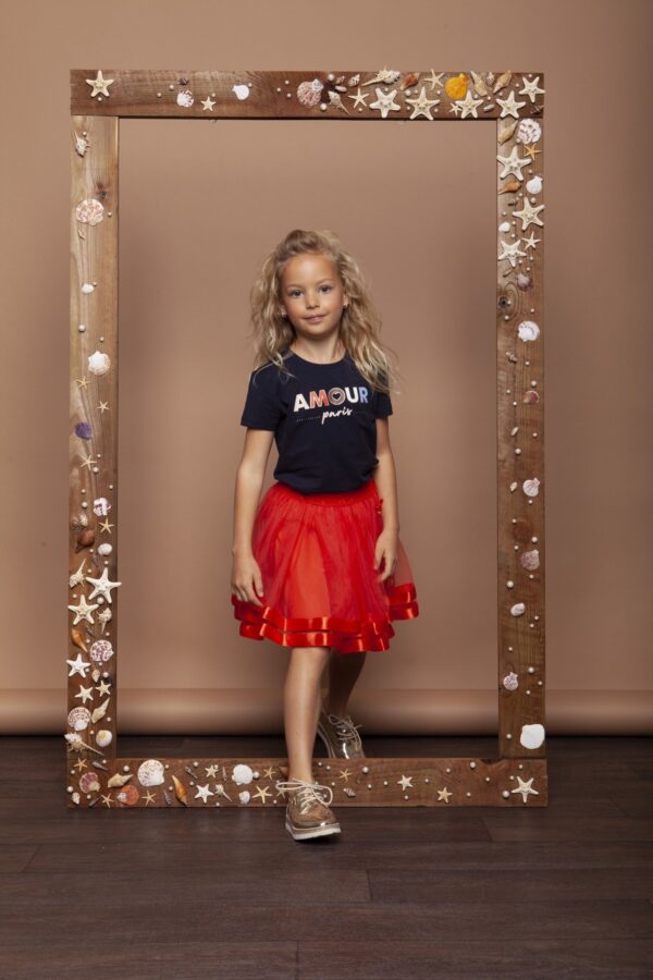 Le Chic Meisjes t-shirt 'AMOUR Paris' - Marine blauw